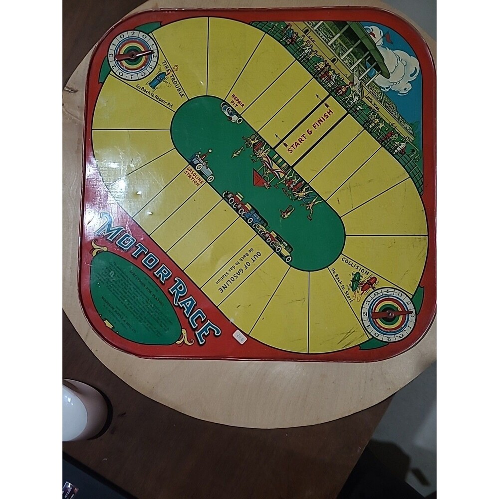 Motor Race Metal Game Board(UB4/JSF6)2 Spinners Chess Checkers Wolvernine 1920